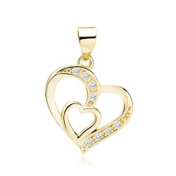 Pandantiv argint placat cu aur galben inimi cu pietre DiAmanti Z0835CG-DIA (Argint 925‰ 1,2 g.)